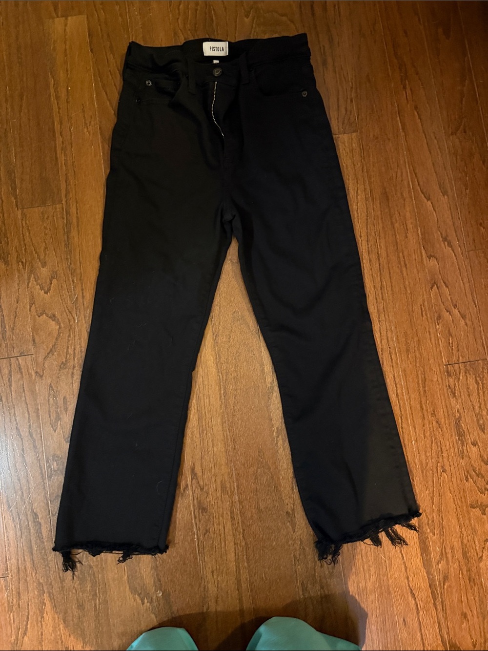 pistola Black Straight-Leg Jeans with Raw Hem